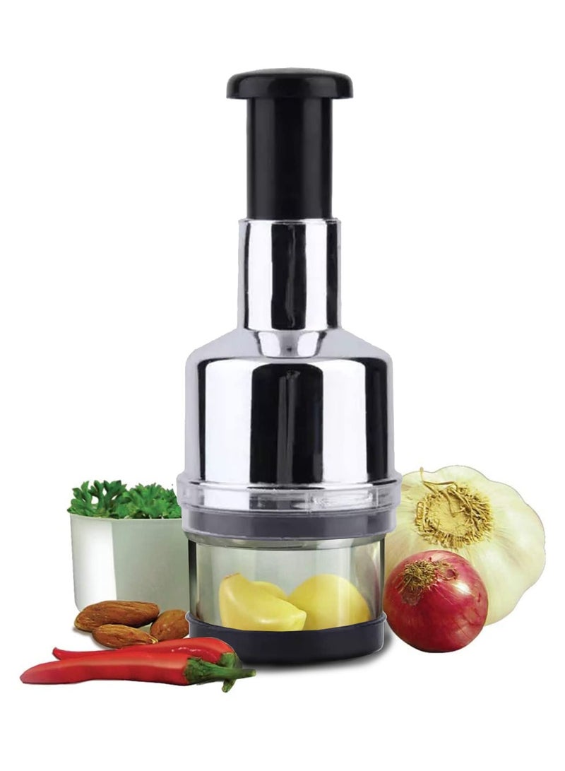 شابية مفرمة طعام، مفرمة خضراوات يدوية لتقطيع الخضراوات والبصل والثوم والمكسرات، قاطعة خضراوات يدوية، آمنة للغسل في غسالة الأطباق، شفرة من الفولاذ المقاوم للصدأ - Image 1