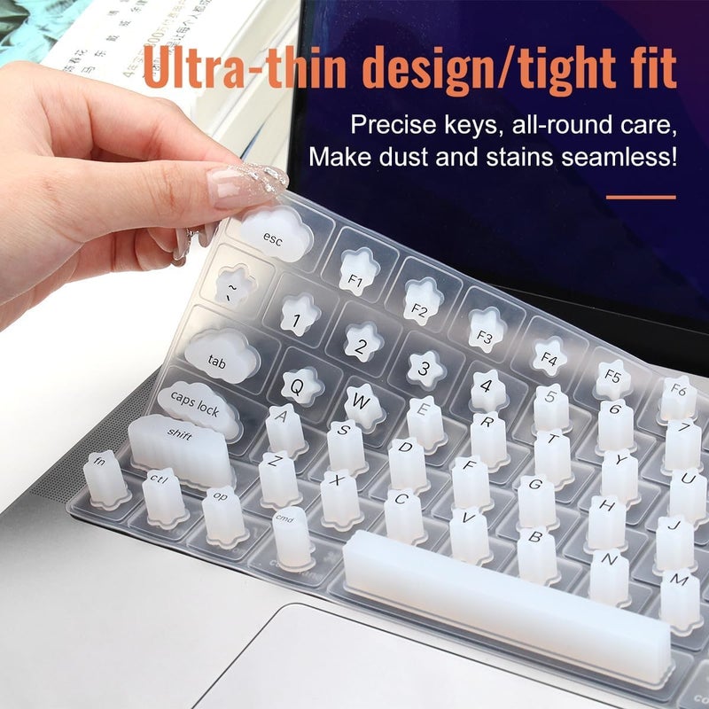 Raya غطاء لوحة مفاتيح متميز لجهاز MacBook Air 13.6 بوصة [A3113 A2681 M2/M3] و MacBook Air 15.3 بوصة [A3114 A2941 M2/M3] (فن الأظافر شفاف) - Image 5