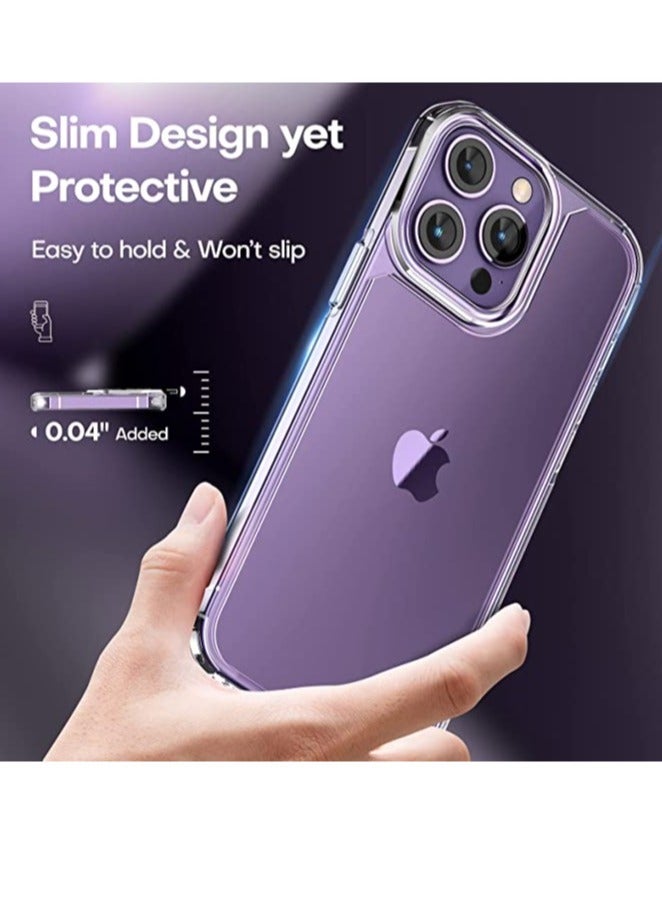 ELTRAZONE iPhone 14 Pro Max Case, [5 in 1] 1X Clear Case [Not-Yellowing] with 2X Tempered Glass Screen Protector + 2X Camera Lens Protector, [Military-Grade Drop Protection] Slim Phone Case 6.7 Inch - Image 5