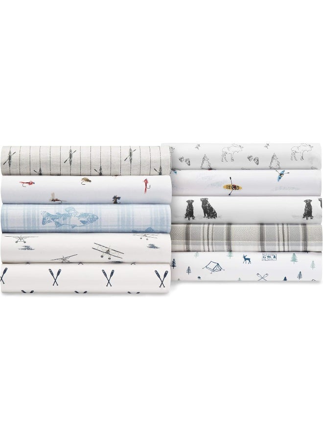 Eddie Bauer - Queen Sheets, Cotton Percale Bedding Set, Crisp & Cool Home Decor (Methow Plaid Blue, Queen) - Image 2