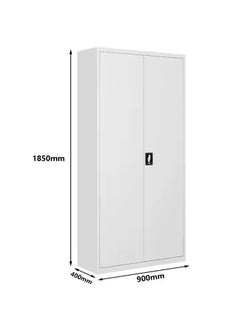 Protector Office Cabinet Lockable 2-Door Floor Cabinet Storage with 4 Adjustable Shelves  Freestanding Metal File Cabinet  Gray Steel  - Image 1