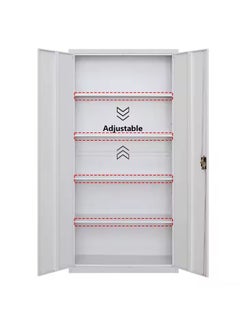 Protector Office Cabinet Lockable 2-Door Floor Cabinet Storage with 4 Adjustable Shelves  Freestanding Metal File Cabinet  Gray Steel  - Image 2