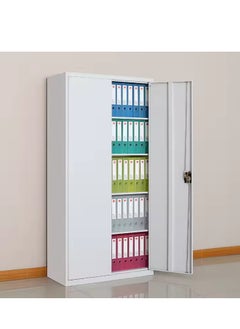 Protector Office Cabinet Lockable 2-Door Floor Cabinet Storage with 4 Adjustable Shelves  Freestanding Metal File Cabinet  Gray Steel  - Image 4