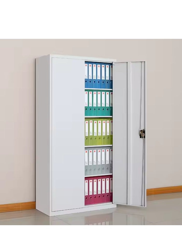 Protector Office Cabinet Lockable 2-Door Floor Cabinet Storage with 4 Adjustable Shelves  Freestanding Metal File Cabinet  Gray Steel  - Image 4