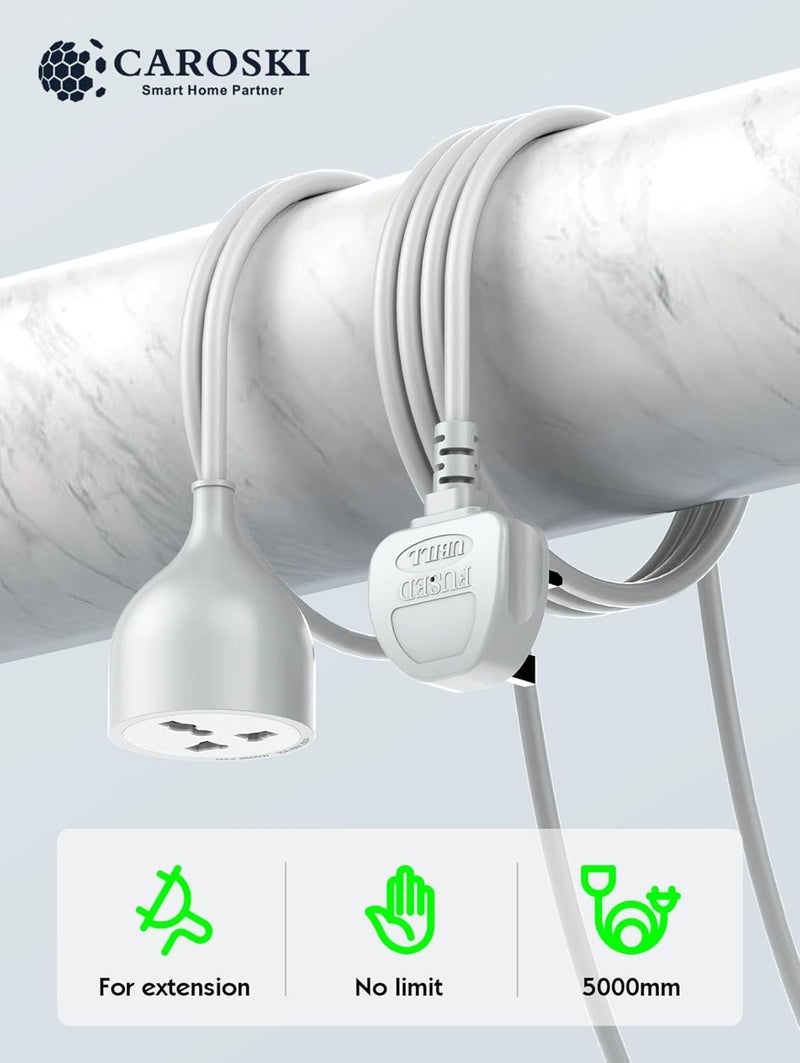 CAROSKI Single Socket Universal Outlet Cable Extender 2500W | 1 Way 5 meter Power Extension Cord | Ideal for Extension Cable Tasks | Versatile Power Strip for Home & Office | 1 year warranty - Image 4