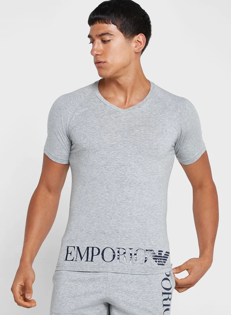 EMPORIO ARMANI Logo V-Neck T-Shirt