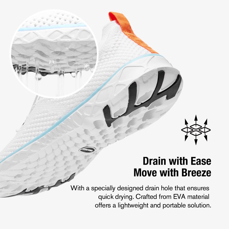 KOLILI Women's Lightweight Water Shoes for Swimming, Quick Drying Water Aerobics Shoe, Arch Support Aqua Shoes for Surfing, Woman Slip on Sneaker for Outdoor White/Aqua 7 - Image 3