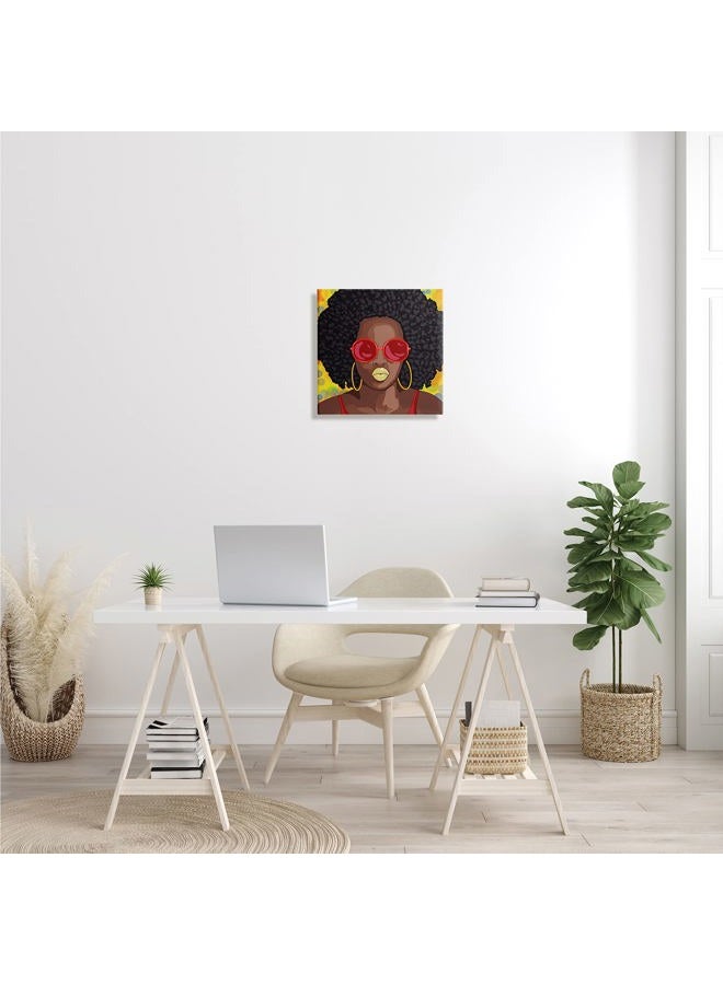 Stupell Industries Modern Glamour Pop Cosmetic Female Portrait Bold Lips Canvas Wall Art, 17 x 17, Brown - Image 2