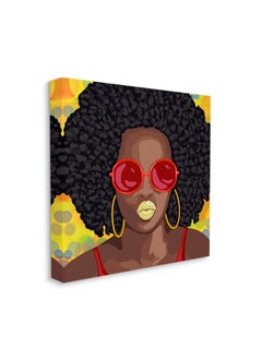 Stupell Industries Modern Glamour Pop Cosmetic Female Portrait Bold Lips Canvas Wall Art, 17 x 17, Brown  - Image 1
