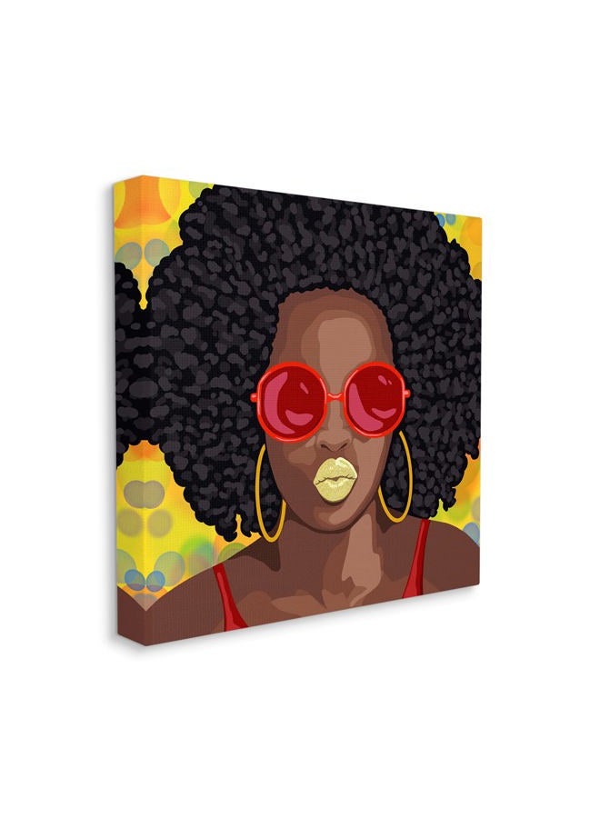 Stupell Industries Modern Glamour Pop Cosmetic Female Portrait Bold Lips Canvas Wall Art, 17 x 17, Brown - Image 1