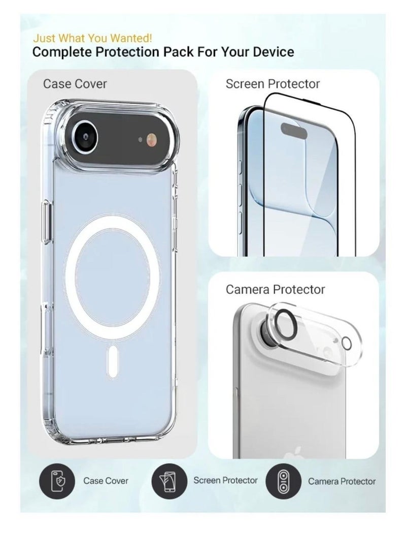 iPhone 17 Air Case Clear Magsafe Ultra Thin Cover Anti-Yellowing Magnetic Cases with Screen Protector and Camera Lens Protector, Full Coverage Set for Apple iPhone 17 Air 6.5 inch - Image 2