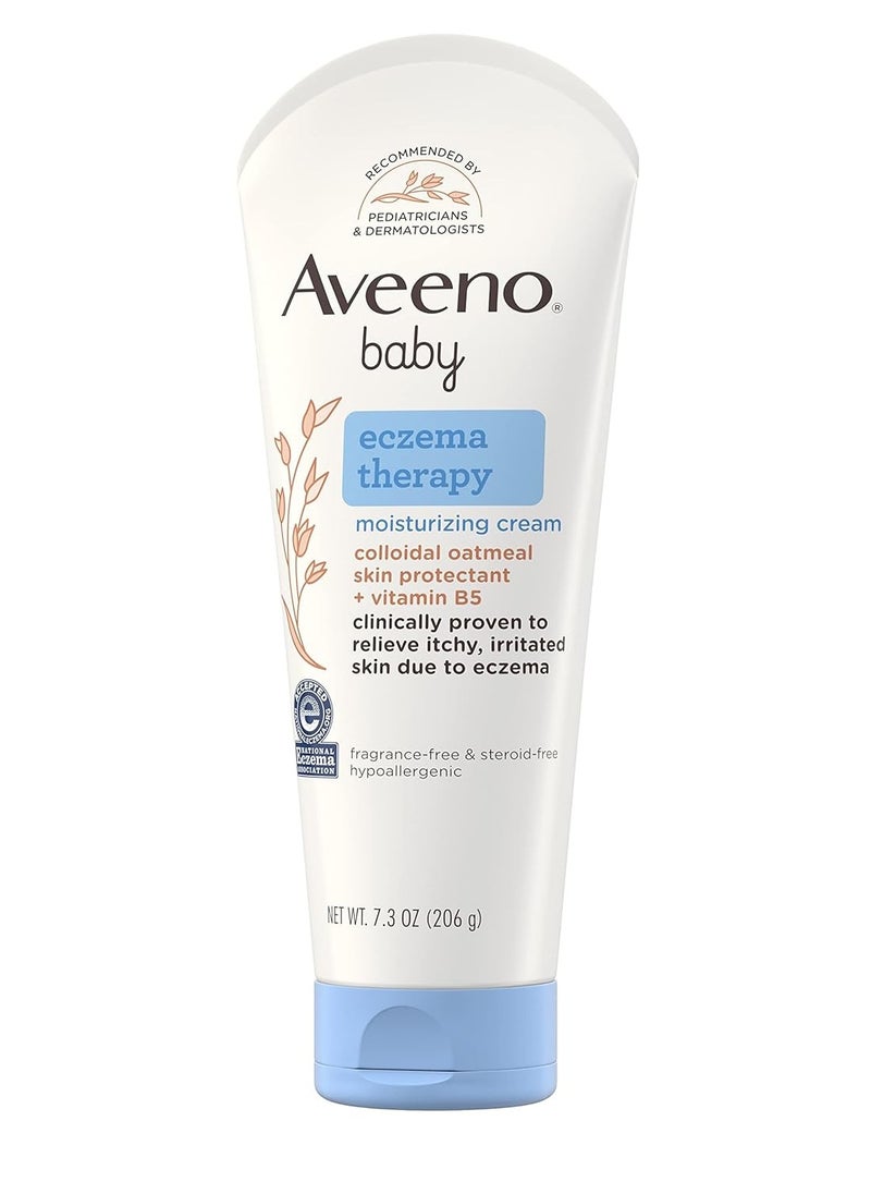 Aveeno Baby كريم AVEENO BABY المرطب لعلاج الإكزيما، دقيق الشوفان الغروي الطبيعي وفيتامين B5، يرطب ويخفف من جفاف البشرة وحكة الجلد وتهيجه، خالٍ من البارابين والستيرويد والعطور، 7.3 أونصة  - Image 1