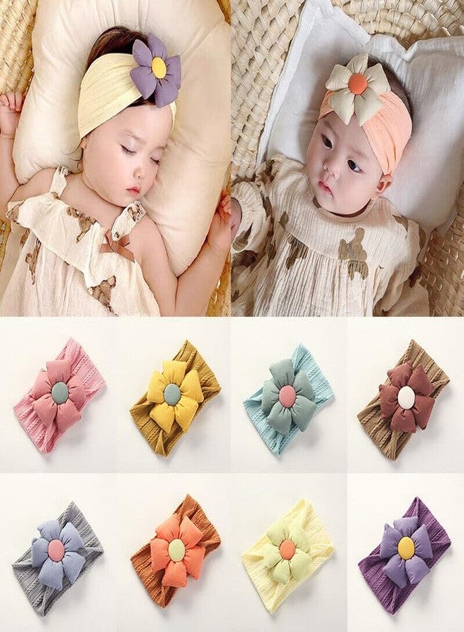 AUTOWRAP 6 Pcs Baby Flower Headbands Baby Girls Nylon Headbands Soft Hairbands Hair Accessories For Newborn Infant Toddler Kids, Multicolor - Image 1