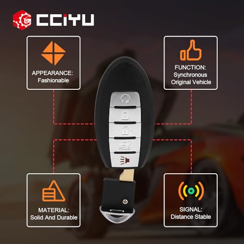 cciyu S180144308 X 1 Remote Uncut Ignition Key fob 5 Buttons Keyless Entry Remote Fob 433 MHZ 4A Chips for SUV 15 16 17 18 for N issan Murano Pathfinder with FCC KR5S180144014 7812D-S180204 - Image 4