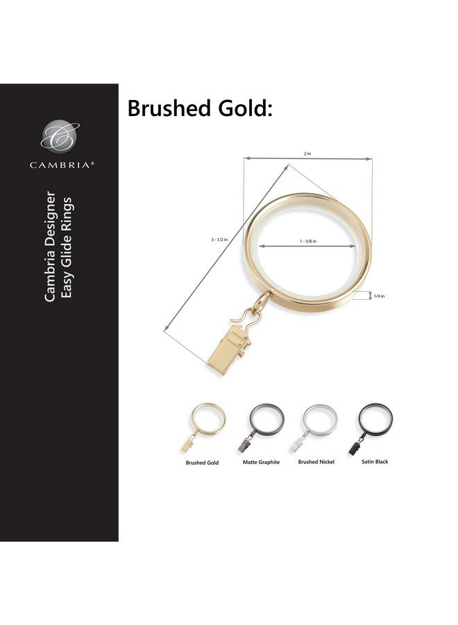MODE MODE Cambria Designer Series - Premium Easy Glide 18 Count Curtain Rings - Metal with Smooth, Quiet Nylon Inserts with Clips - 2 inch Diameter (1-5/8 inch Inside Diameter) - Brushed Gold  - Image 3
