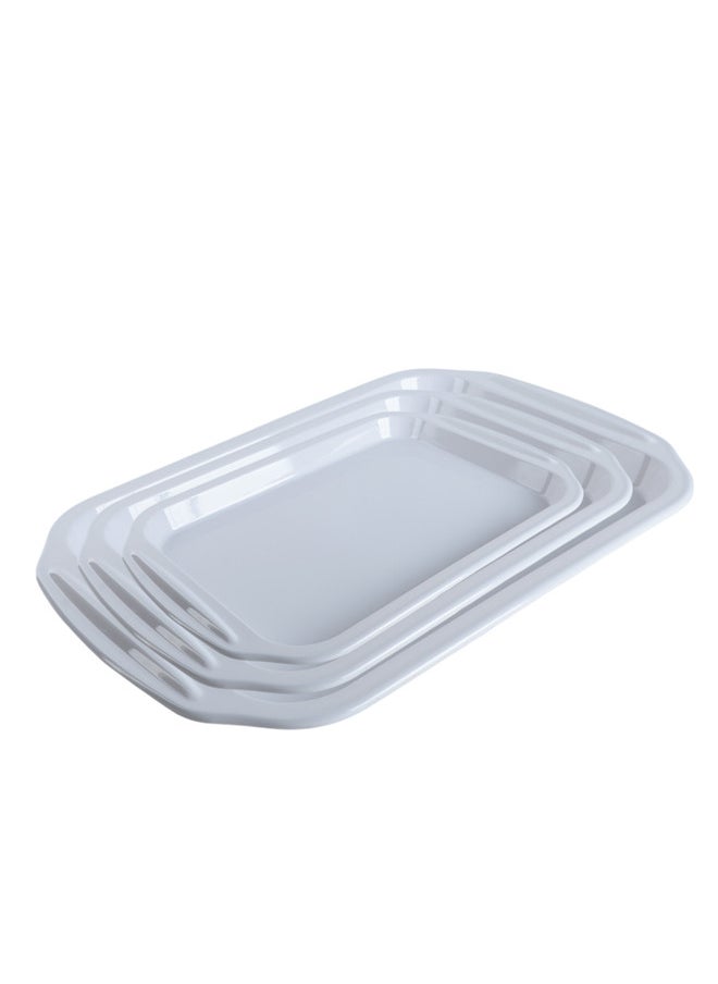 Trust - 3-Piece Melamine Serving Tray Set Small Size 38CM, Medium Size 45CM & Large Size 50CM White - Image 1