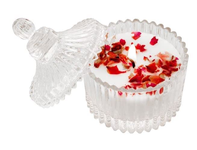 BRUSHFINCH BRUSHFINCH Glass Candy Dish with Lid Crystal Candy Jar Decorative Candy Bowl Cookie Jar Jewelry Dish Covered Candy Jar Small Glass Jars for Buffet Kitchen Home Office Desk 1pc Clear  - Image 4