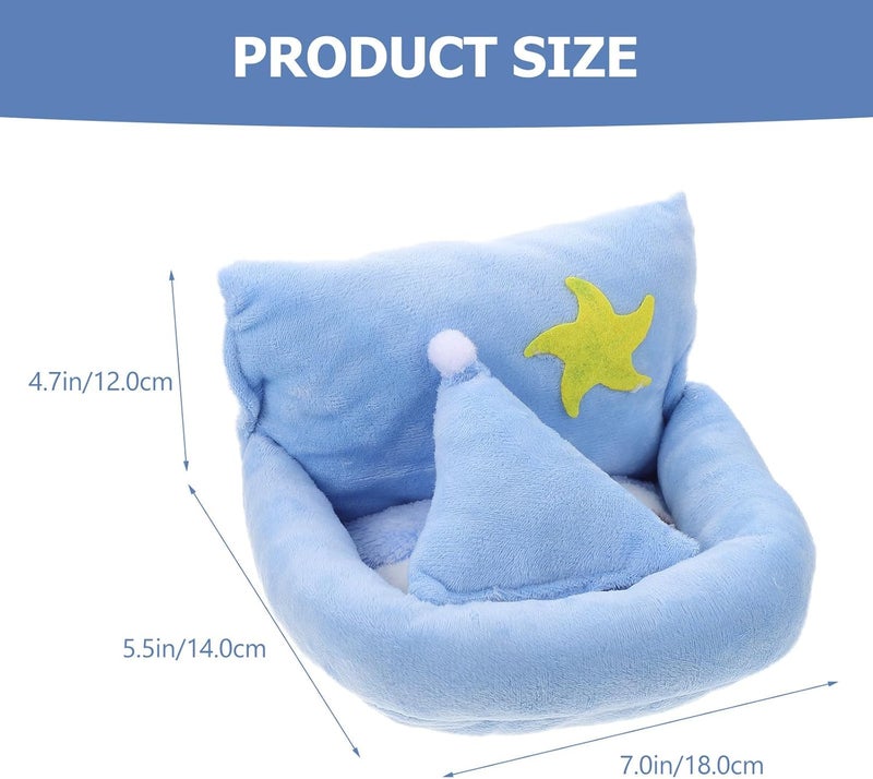 Guinea Pig Plush Nest Small Pet Sleeping Bed Warm Hamster Winter Bed Soft Cotton Pet Sleeping Nest Blue S for Sugar Gliders and Hamsters - Image 2