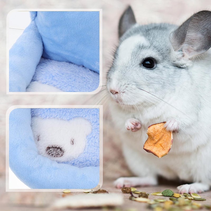 Guinea Pig Plush Nest Small Pet Sleeping Bed Warm Hamster Winter Bed Soft Cotton Pet Sleeping Nest Blue S for Sugar Gliders and Hamsters - Image 5