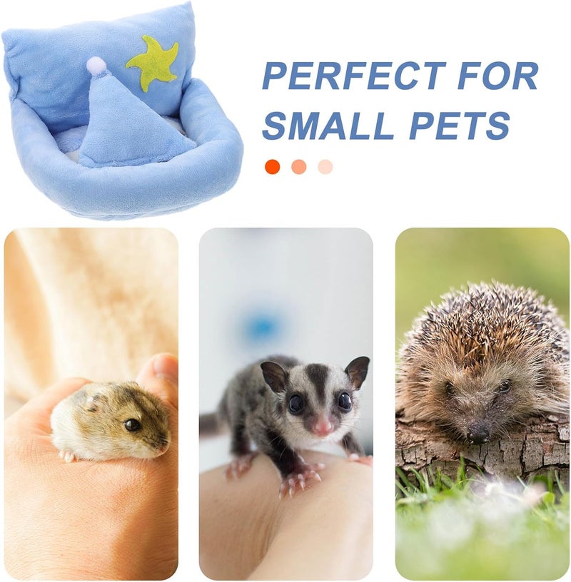 Guinea Pig Plush Nest Small Pet Sleeping Bed Warm Hamster Winter Bed Soft Cotton Pet Sleeping Nest Blue S for Sugar Gliders and Hamsters - Image 3