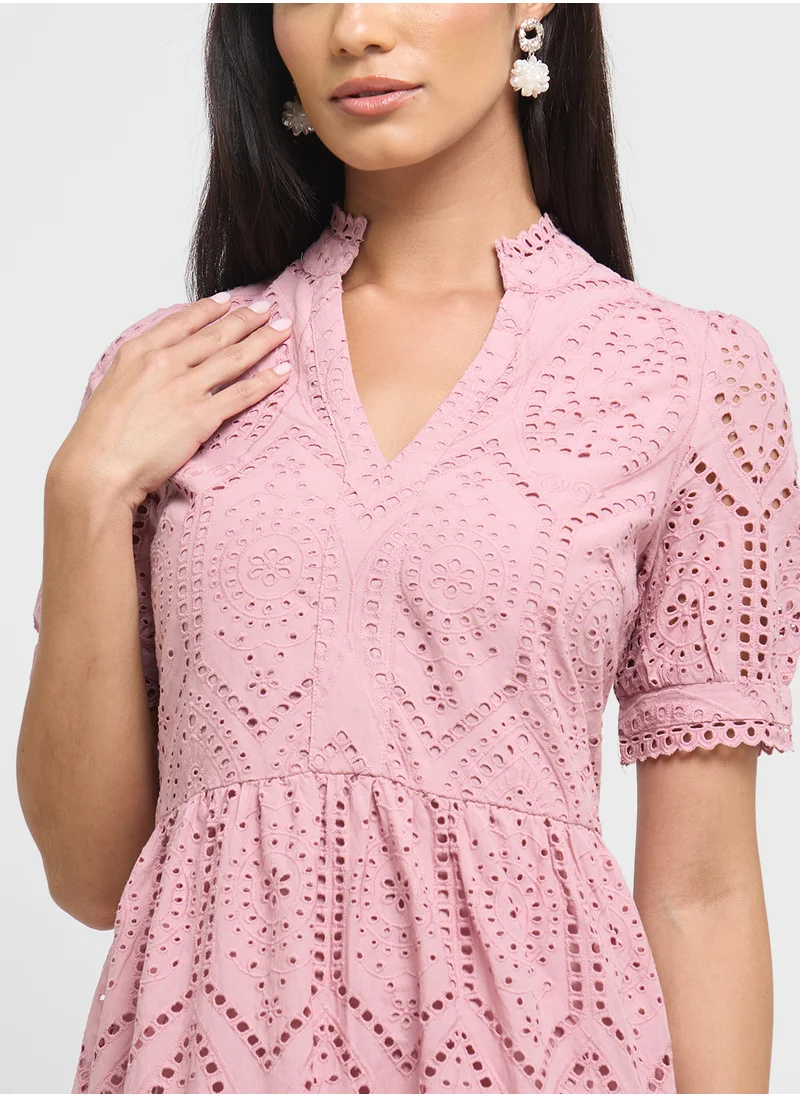 YAS Open Work Detailed Dress