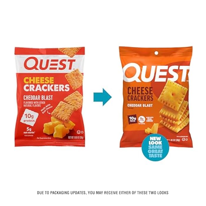 Quest Nutrition Cheese Crackers, Cheddar Blast, 10g Protein, 5g Net Carbs, 1g Sugar, Made with Real Cheese, High Protein Snack, 12 Packs (1.06 oz bags) - Image 2