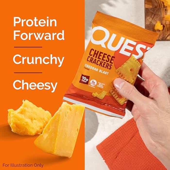 Quest Nutrition Cheese Crackers, Cheddar Blast, 10g Protein, 5g Net Carbs, 1g Sugar, Made with Real Cheese, High Protein Snack, 12 Packs (1.06 oz bags) - Image 5