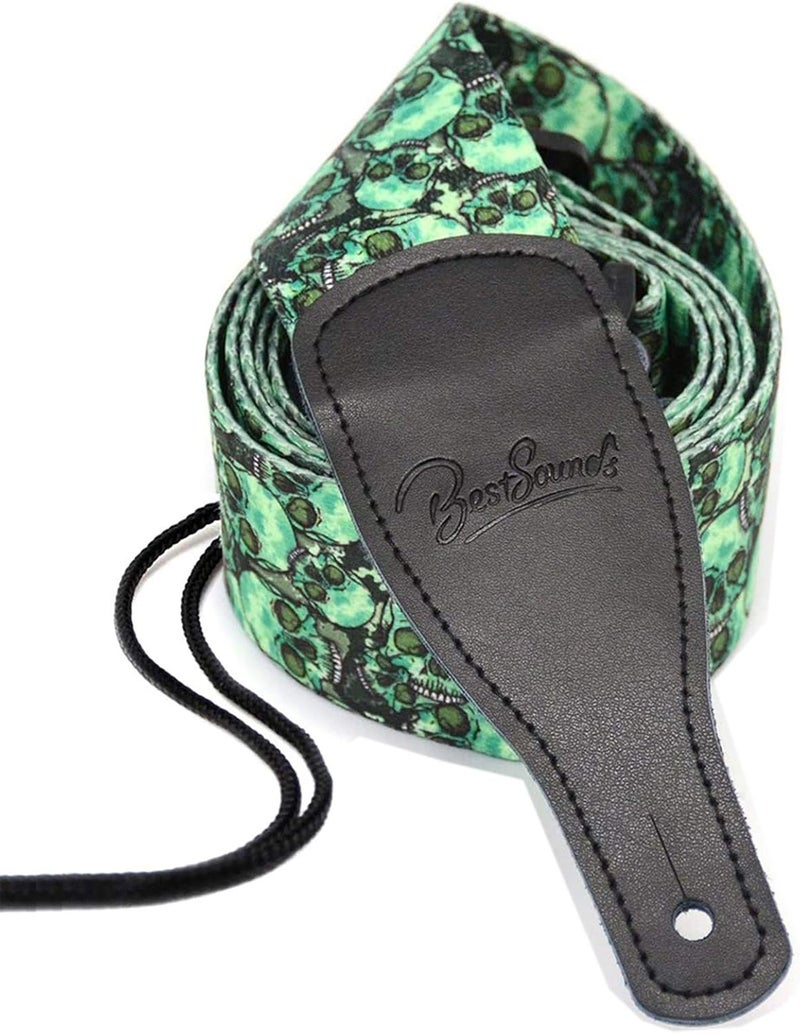 BestSounds Skull Guitar Strap Leather Ends Guitar Shoulder Strap for Bass, Electric, Acoustic Guitars, Best Gift for Men Women Guitarist - Image 1