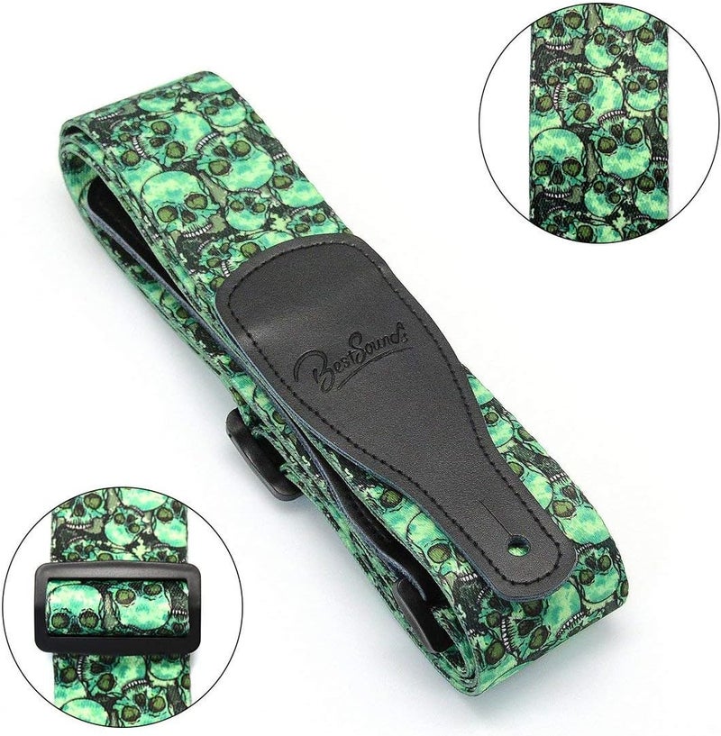 BestSounds Skull Guitar Strap Leather Ends Guitar Shoulder Strap for Bass, Electric, Acoustic Guitars, Best Gift for Men Women Guitarist - Image 2