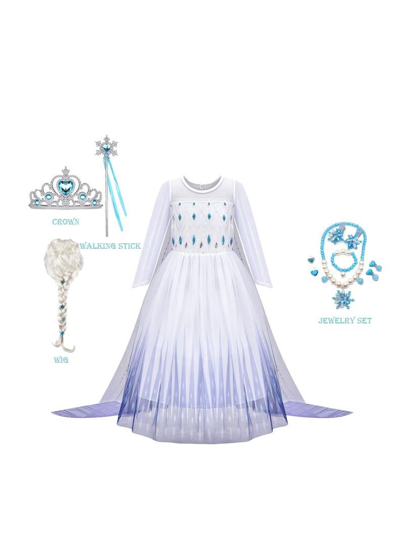 عام الجنية الأميرة إلسا المجمدة التنفس موضوع الطرف ديلوكس طبعة يتوهم اللباس لعب دور الملابس والاكسسوارات هدية عيد ميلاد فتاة - Image 1