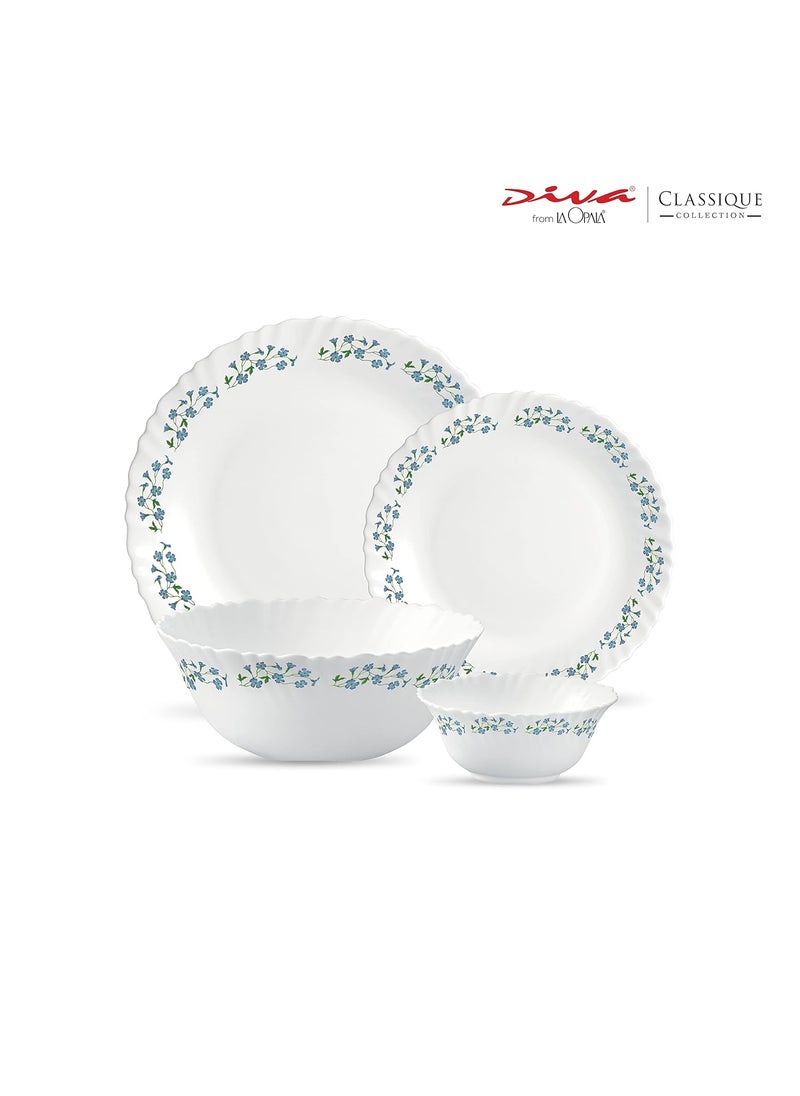 La Opala - La Opala Diva, Classique Collection, Opal Glass Dinner Set 19 pcs, Lavender Dew, White - Image 1