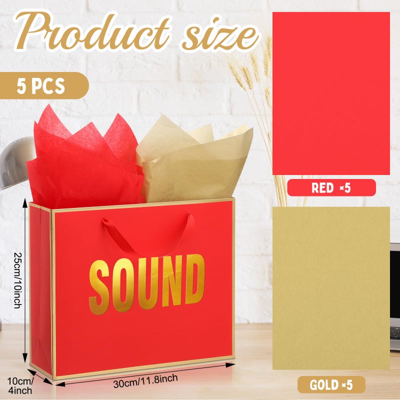 Kolldenn 5 Senses Gift Bags for Him Her Five Senses Gift Bag with Ribbon Handles and Tissue Paper Present Wrappings for Valentine Wedding Birthday Mothers Day(Red,11.8 x 10 x 4 Inch) - Image 2