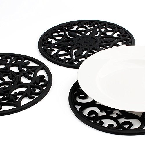 ME.FAN Trivets for Dishes/Pots/Pans, 3 Pcs Silicone Mats, Flexible/Durable/Non Slip Hot Pads to Protect Table and Counter Top (Black) - Image 2