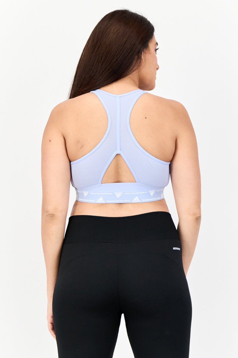 Adidas Women Brand Logo Padded Sports Bra, Light Blue - Image 3