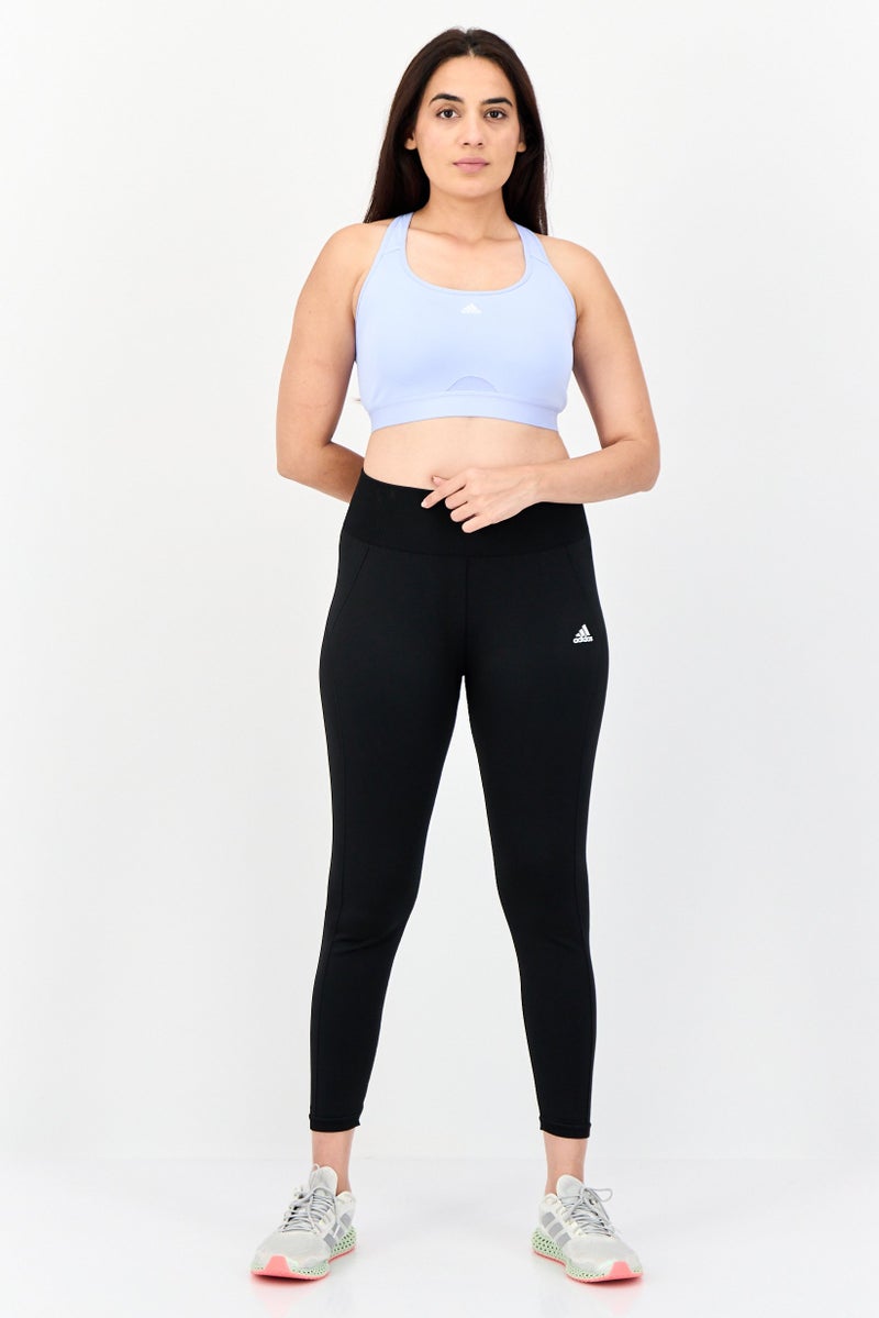 Adidas Women Brand Logo Padded Sports Bra, Light Blue - Image 4