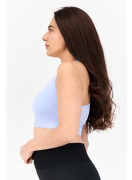Adidas Women Brand Logo Padded Sports Bra, Light Blue  - Image 2
