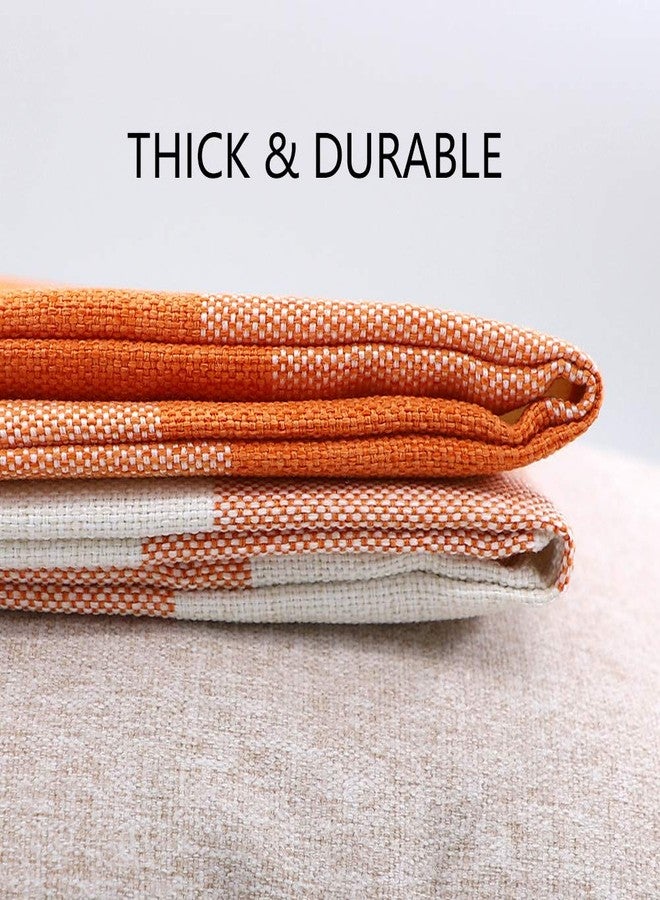 4TH Emotion Set of 2 Farmhouse Buffalo Check Plaid Throw Pillow Covers Cushion Case Polyester Linen for Fall Home Decor Orange and White, 18 x 18 Inches - Image 5