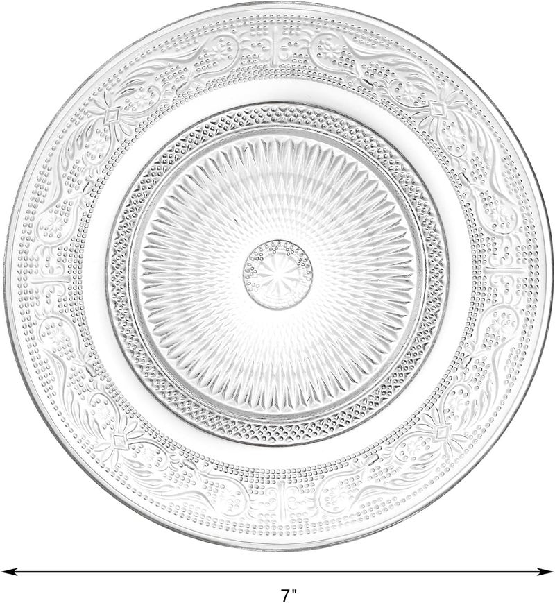 Incrizma 6 Pack Glass Salad Plates, 7 Inches Quarter Plate, Dessert Plates Fruit Plates Appetizer Plates Snack Plates Glass Dinnerware Set with Beautiful Carved Pattern - Image 2