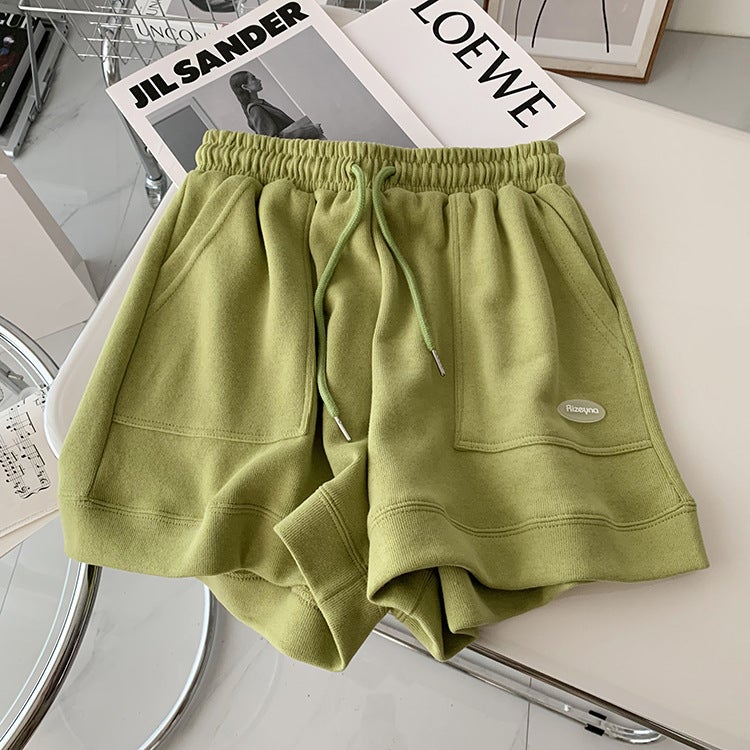 2023 Summer High Waist A-line Casual Shorts for Women Apple Green - Image 1