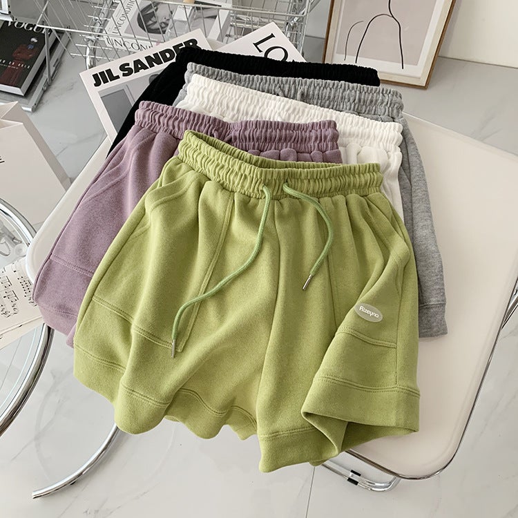 2023 Summer High Waist A-line Casual Shorts for Women Apple Green - Image 5