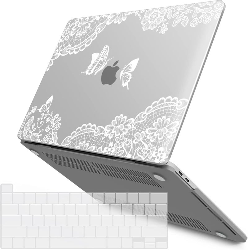 I Benzer Compatible with 2025 2024 M2 MacBook Pro 13 Inch Case 2025-2016 M1 A2338 A2289 A2251 A2159 A1989 A1706 A1708, Hard Shell Case & Keyboard Cover for Mac Pro 13, Lace, T13LACE+1A - Image 1