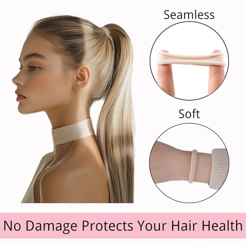 LuSeren 120PCS Soft Hair Ties for Women – No Damage Ouchless Nylon Hair Accessories, Seamless Fabric Ponytail Holders for Daily Use (Natural Colors) - Image 4