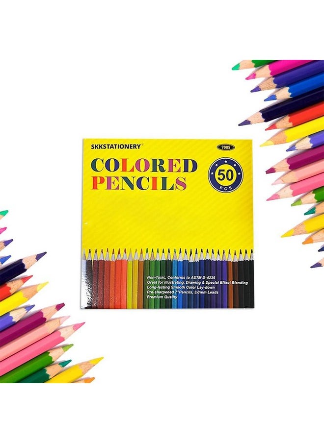 SKKSTATIONERY 50Pcs Colored Pencils,50 Vibrant Colors, Drawing Pencils For Sketch, Arts, Coloring Books, Christmas Halloween Gifts  - Image 1