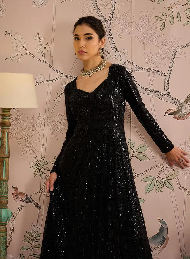 ساسافراس Sassafras Sequins Sweetheart Neck Anarkali Kurta