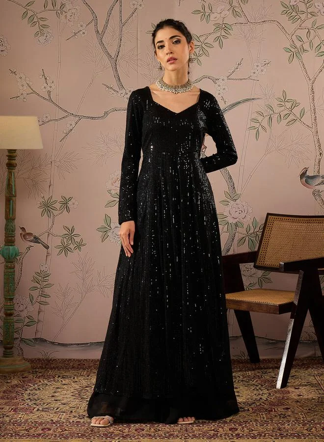 ساسافراس Sassafras Sequins Sweetheart Neck Anarkali Kurta