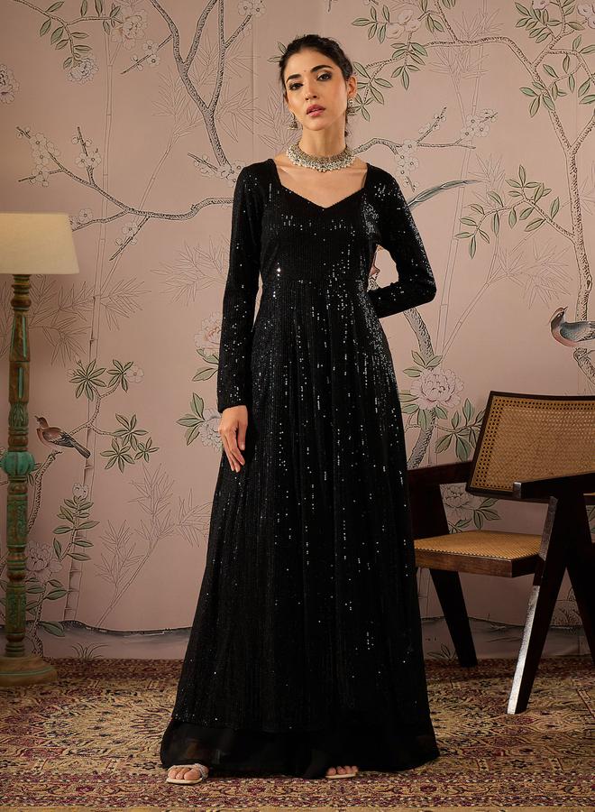Sassafras Sequins Sweetheart Neck Anarkali Kurta - Image 1