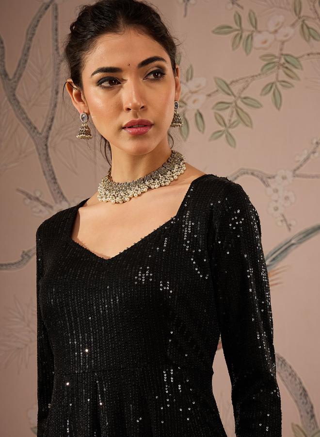 Sassafras Sequins Sweetheart Neck Anarkali Kurta - Image 4