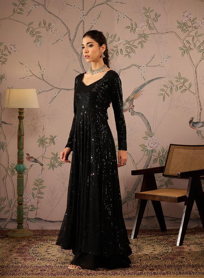 Sassafras Sequins Sweetheart Neck Anarkali Kurta - Image 3