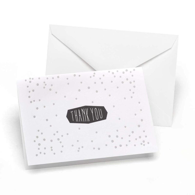 Hortense B. Hewitt 50-Count Thank You Note Cards, Silver Foil Polka Dots, 4.8" x 3.5" Folded Size (24440) - Image 2