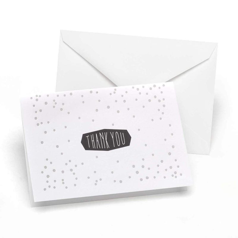 Hortense B. Hewitt 50-Count Thank You Note Cards, Silver Foil Polka Dots, 4.8" x 3.5" Folded Size (24440) - Image 1